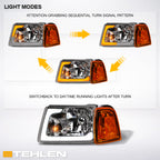 01-11 Ford Ranger Crystal Headlights w/ Sequential LED - Chrome 4PC