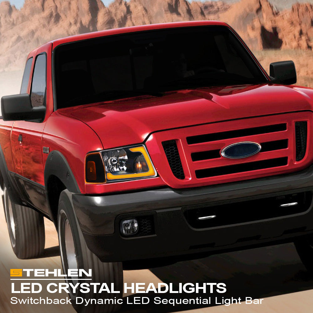 01-11 Ford Ranger Crystal Headlights 4PC Sequential LED - Black