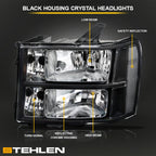 2007-2014 GMC Sierra OEM Crystal Headlights Black - GMSR07.03