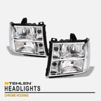 2007-2014 GMC Sierra OEM Crystal Headlights Chrome - GMSR07.04