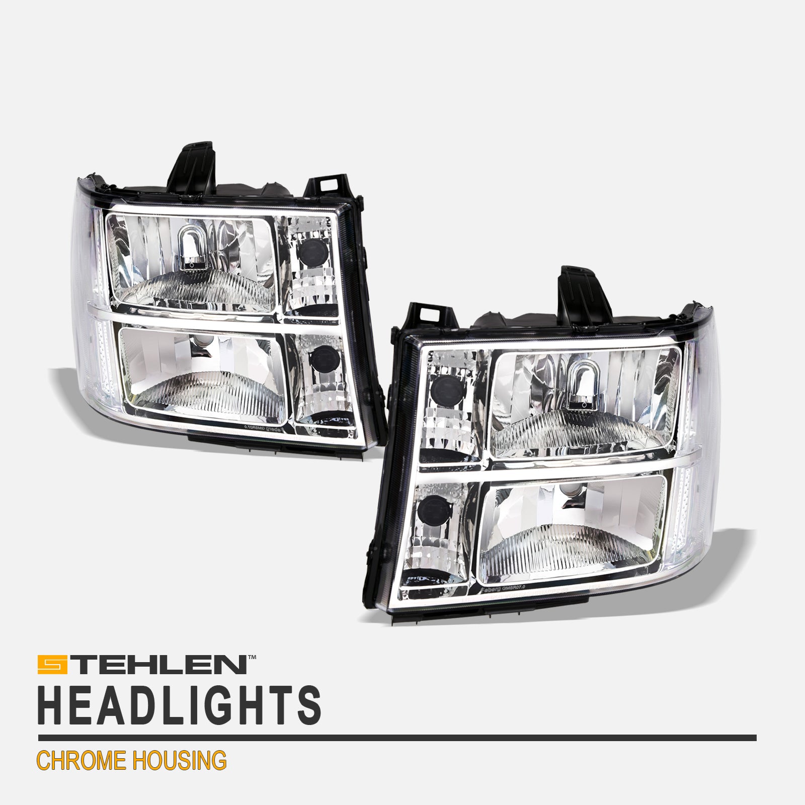 2007-2014 GMC Sierra OEM Crystal Headlights Chrome - GMSR07.04