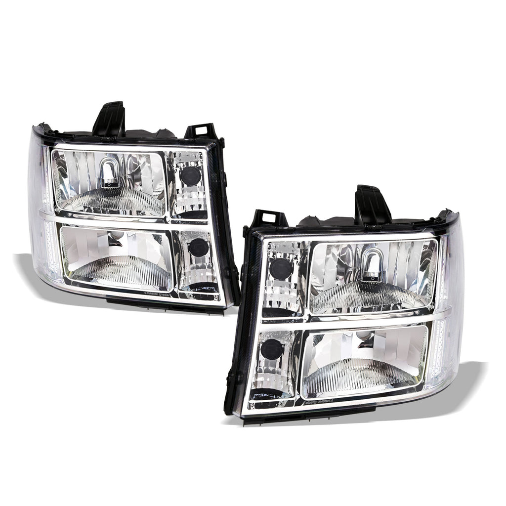 2007-2014 GMC Sierra OEM Crystal Headlights Chrome - GMSR07.04