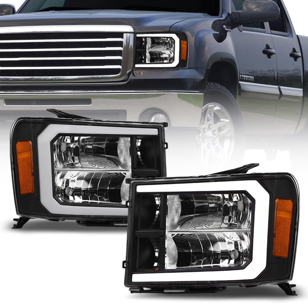 07-13 GMC Sierra 1500/2500/3500 LED Crystal Headlights - Black