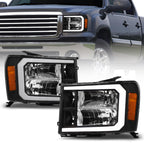07-13 GMC Sierra 1500/2500/3500 LED Crystal Headlights - Black
