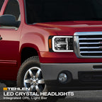 07-13 GMC Sierra 1500/2500/3500 LED Crystal Headlights - Black