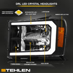 07-13 GMC Sierra 1500/2500/3500 LED Crystal Headlights - Black