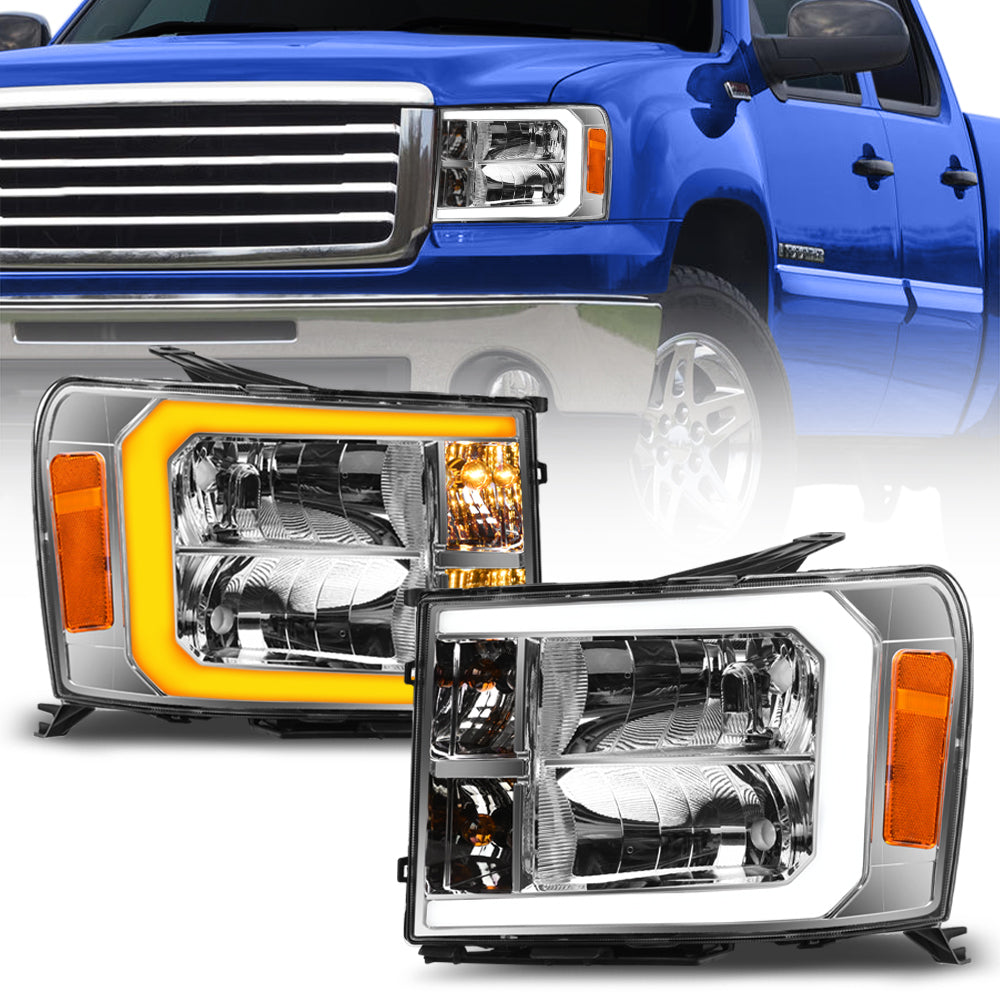 07-13 GMC Sierra 1500/2500/3500 Chrome Crystal LED Headlights