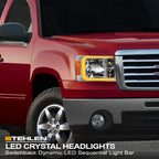 07-13 GMC Sierra 1500/2500/3500 Chrome Crystal LED Headlights
