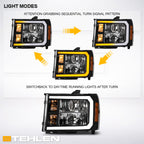 07-13 GMC Sierra 1500/2500/3500 Black Crystal LED Headlights