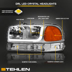 99-06 GMC Sierra Yukon XL Crystal Headlights LED Bar Chrome 4PC