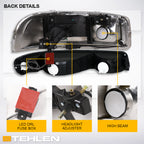 99-06 GMC Sierra Yukon XL Crystal Headlights LED Bar Black 4PC