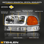 99-06 GMC Sierra Yukon XL Crystal Headlights Sequential LED Chrome 4PC