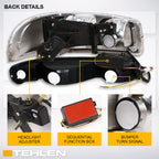 99-06 GMC Sierra Yukon XL Crystal Headlights Sequential LED Black 4PC