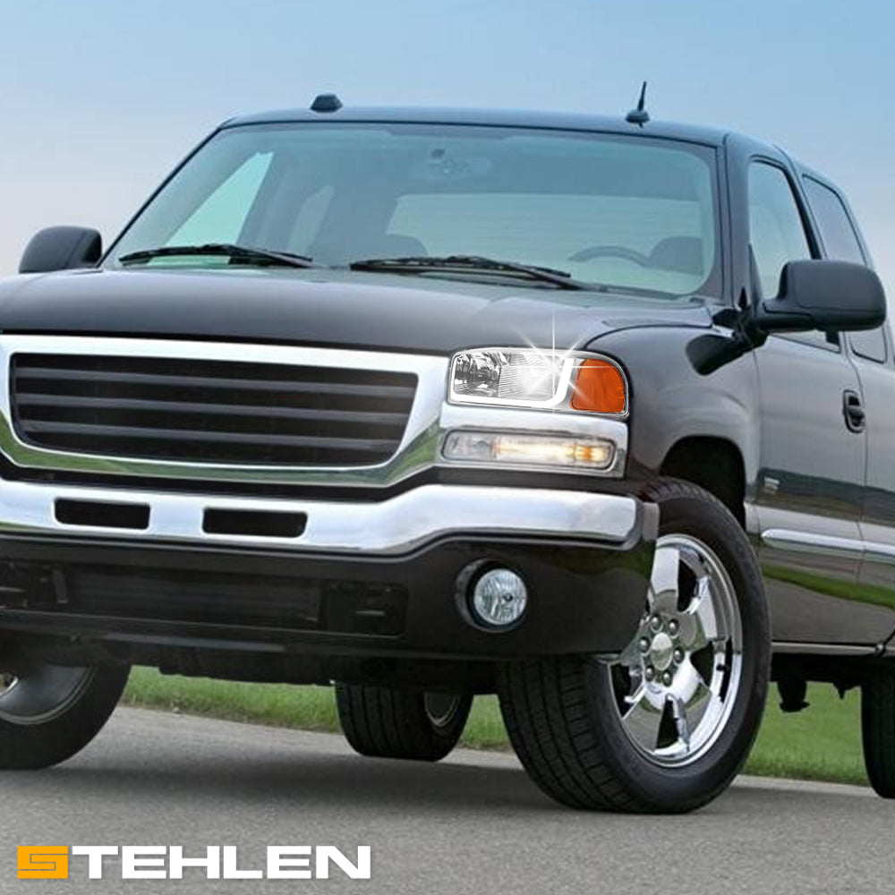 1999-2006 GMC Sierra Yukon XL LED Crystal Headlights Chrome