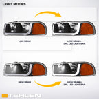 1999-2006 GMC Sierra Yukon XL LED Crystal Headlights Black