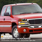 99-06 GMC Sierra Yukon XL Sequential LED Crystal Headlights Black