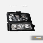 2002-2007 Chevrolet Silverado Crystal Headlight 4PC Set - Black