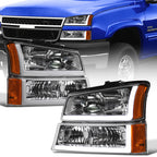 2002-2007 Chevrolet Silverado/Avalanche Crystal Headlights Set - Chrome