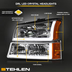 2002-2007 Chevrolet Silverado/Avalanche Crystal Headlights Set - Chrome