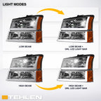 2002-2007 Chevrolet Silverado/Avalanche Crystal Headlights Set - Chrome