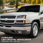 2002-2007 Chevrolet Silverado Avalanche Crystal Headlights Set - Black