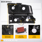2002-2007 Chevrolet Silverado Avalanche Crystal Headlights Set - Black