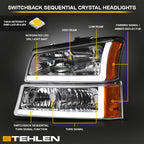 2002-2007 Chevrolet Silverado Avalanche Crystal Headlights Set - Chrome