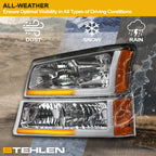 2002-2007 Chevrolet Silverado Avalanche Crystal Headlights Set - Chrome
