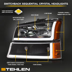2002-2007 Chevrolet Silverado/Avalanche Crystal Headlights Set - Black