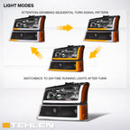 2002-2007 Chevrolet Silverado/Avalanche Crystal Headlights Set - Black
