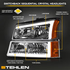 2002-2007 Chevrolet Silverado/Avalanche Crystal Headlights & Signal Lights Set - Chrome