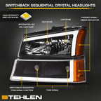 2003-2007 Chevrolet Silverado/Avalanche Crystal Headlights Set - Black