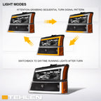 2003-2007 Chevrolet Silverado/Avalanche Crystal Headlights Set - Black