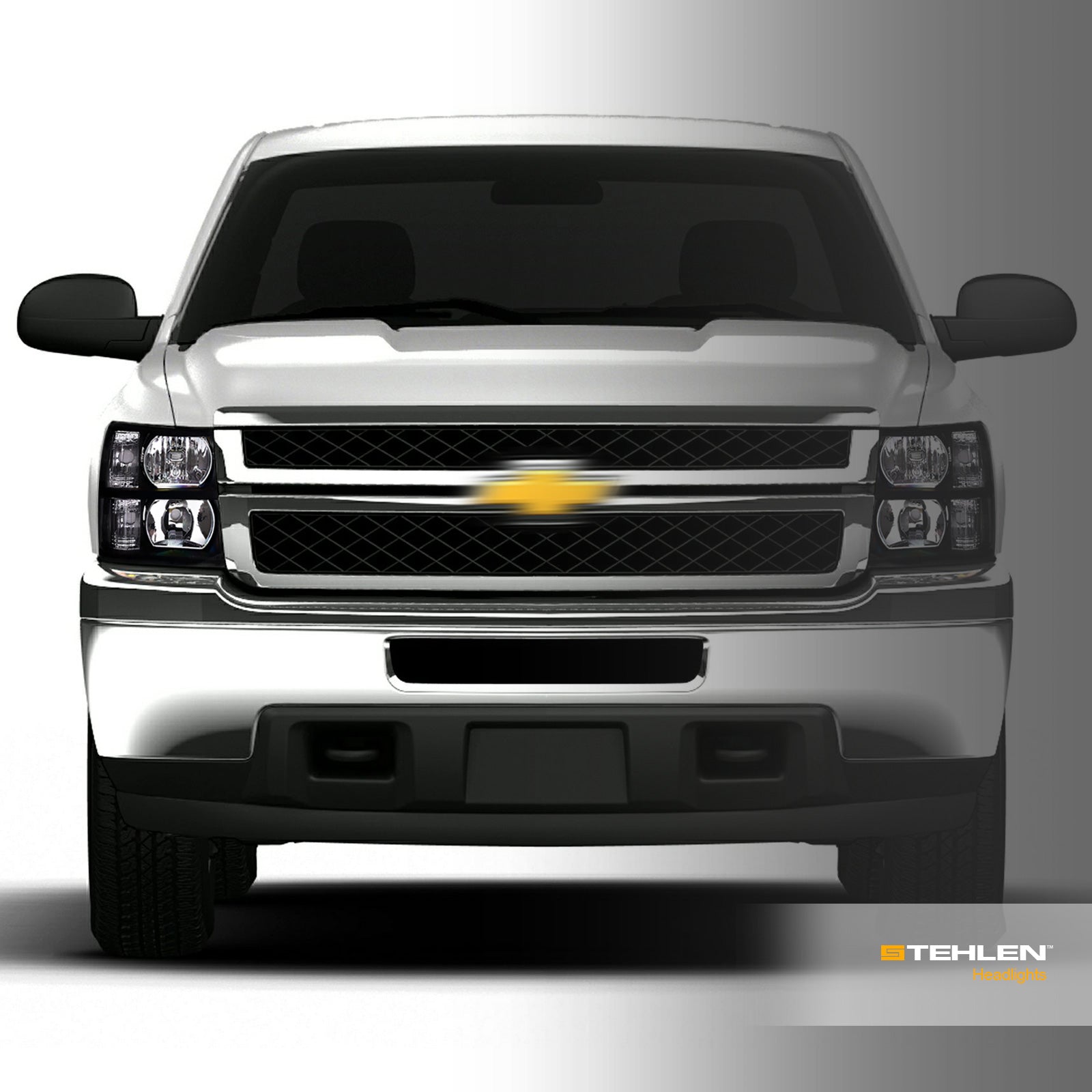 2007-2014 Chevrolet Silverado Crystal Headlights No Amber - Black
