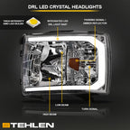 2007-2014 Chevrolet Silverado LED Crystal Headlights w/Light Bar - Chrome