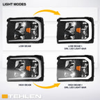 2007-2014 Chevrolet Silverado LED Crystal Headlights w/ Light Bar - Black