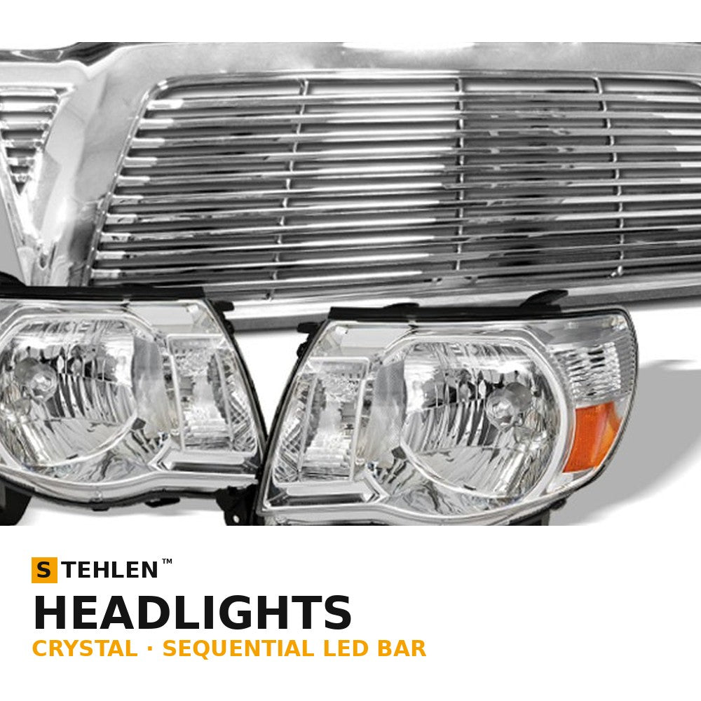 2007-2013 Chevrolet Silverado 1500 & 2008-2014 2500/3500 HD Crystal Headlights w/ Sequential LED Bar — Chrome