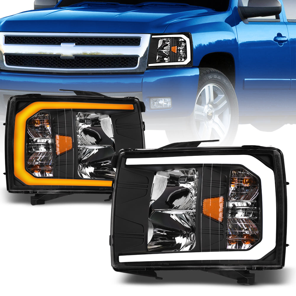 2007-2014 Chevrolet Silverado Crystal Headlights Sequential LED - JDMA