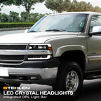 1999-2006 Chevrolet Silverado Suburban Tahoe Crystal Headlights & Bumper Lights Set - Black
