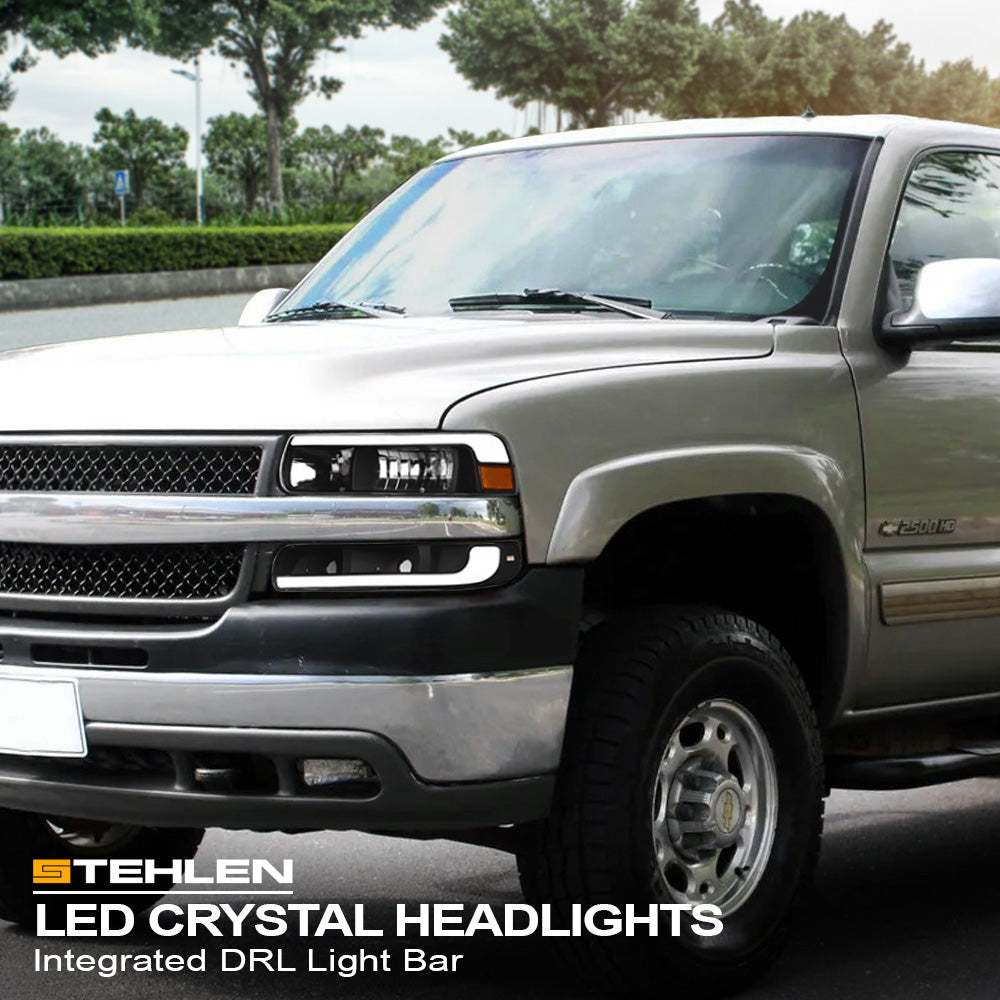 1999-2006 Chevrolet Silverado Suburban Tahoe Crystal Headlights & Bumper Lights Set - Black