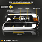 1999-2006 Chevrolet Silverado Suburban Tahoe Crystal Headlights & Bumper Lights Set - Black