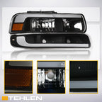 1999-2006 Chevrolet Silverado Suburban Tahoe Crystal Headlights & Bumper Lights Set - Black