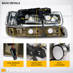 1999-2006 Chevrolet Silverado Suburban Tahoe Crystal Headlights & Bumper Lights Set - Black