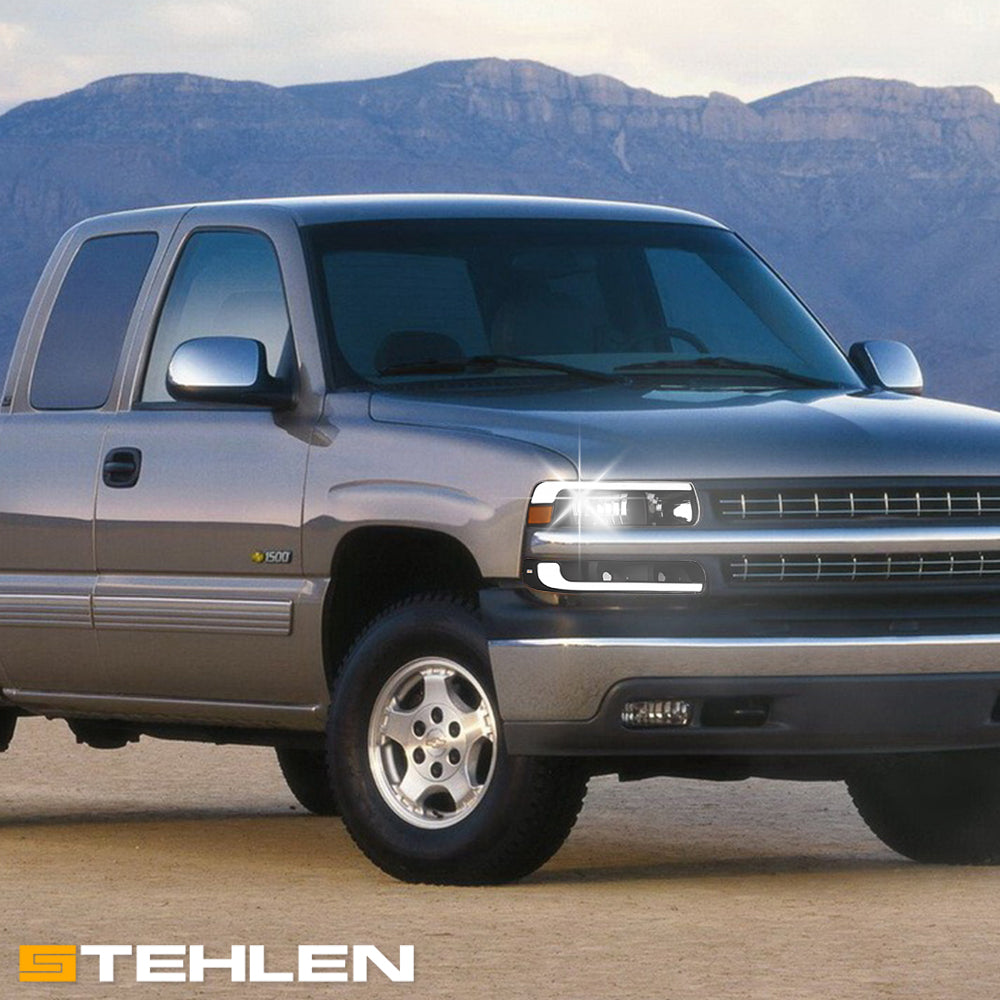 1999-2006 Chevrolet Silverado Suburban Tahoe Crystal Headlights & Bumper Lights Set - Black