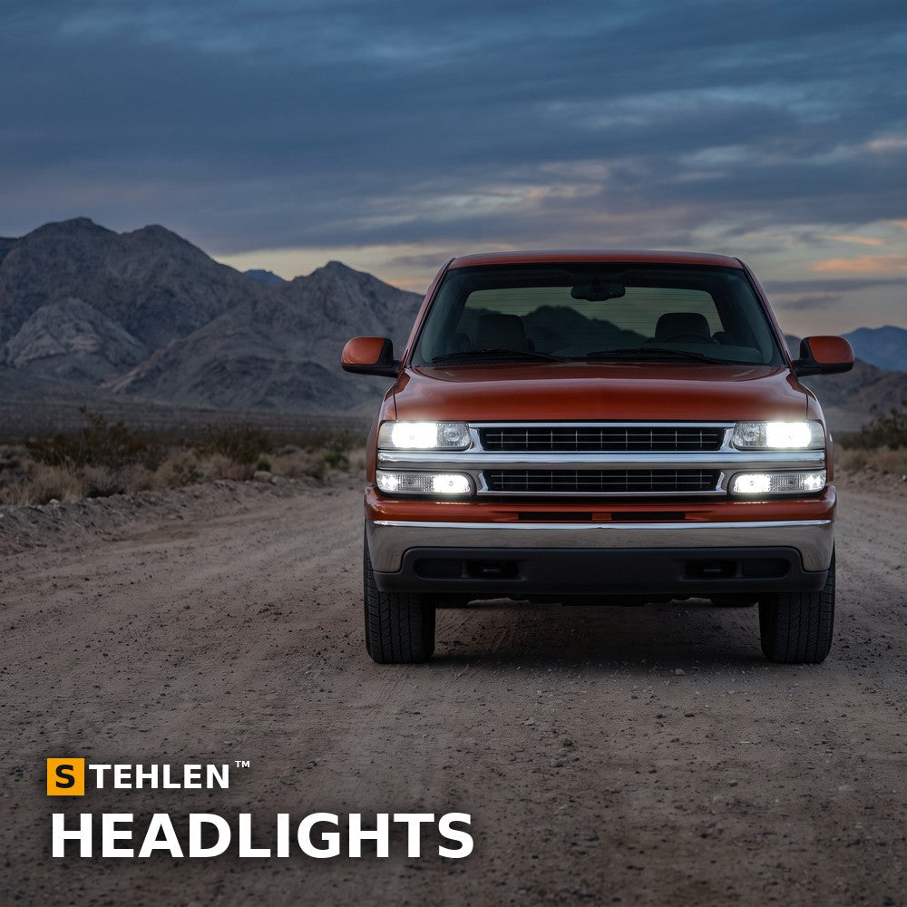 1999-2002 Chevrolet Silverado Crystal Headlights & Parking Lights 4pc Set w/ Sequential LED Bar — Chrome — installed
