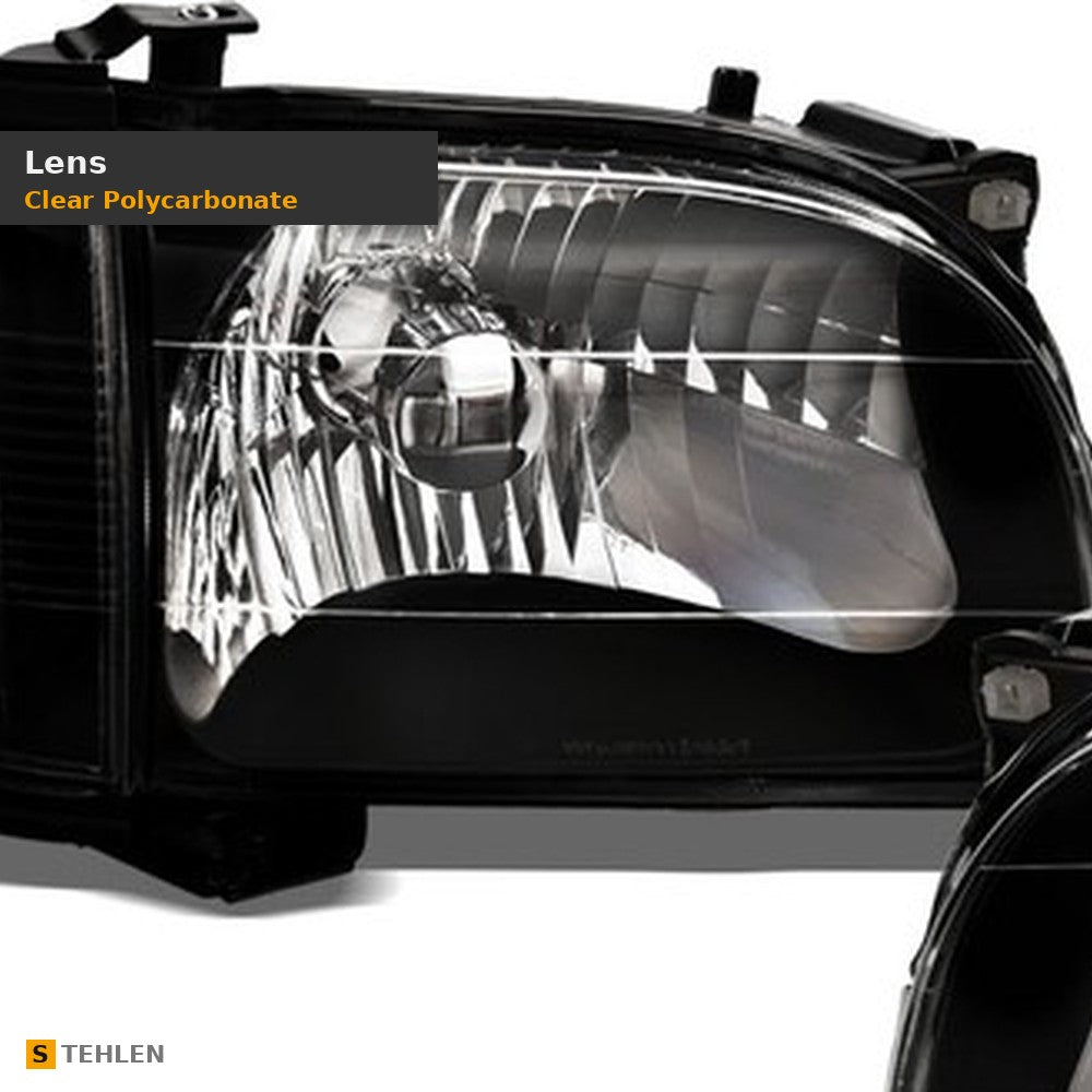 1999-2002 Chevrolet Silverado Crystal Headlights & Parking Lights 4pc Set w/ Sequential LED Bar — Black — detail