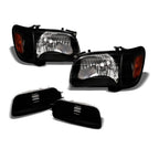 1999-2002 Chevrolet Silverado Crystal Headlights & Parking Lights 4pc Set w/ Sequential LED Bar — Black — product view