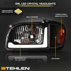 01-04 Toyota Tacoma Crystal Headlights w/ LED Light Bar 4PC Black