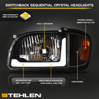 01-04 Toyota Tacoma Crystal Headlights w/ Sequential LED - Black