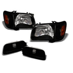 2001-2004 Toyota Tacoma Crystal Headlights Black 6PC Set - JDMA